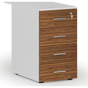 Zásuvkový kontejner B2B Partner Kancelářský přístavný zásuvkový kontejner PRIMO WHITE, 4 zásuvky, bílá/ořech