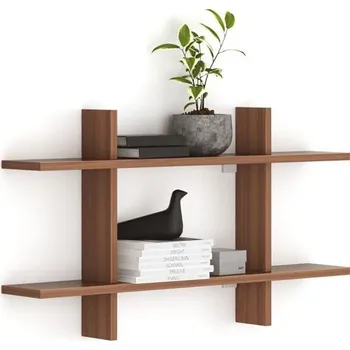 regál B2B Partner Kancelářská nástěnná police dvojitá SOLID, 1250 x 200 x 700 mm, ořech