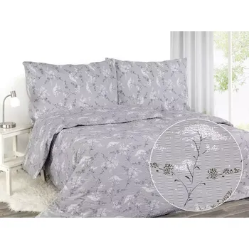 Povlečení Krepové povlečení - květ sakury na šedé 140x200+70x90
