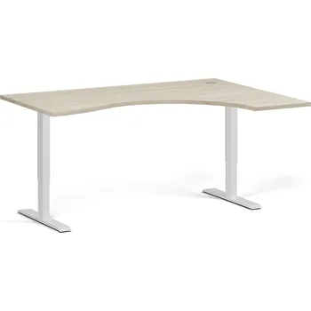 Psací stůl B2B Partner Ergonomický výškově nastavitelný stůl, 160x120 cm, 2 motory, L/P, bílá podnož, dub přírodní