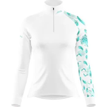 Dámské funkční triko dlouhý rukáv se zipem BIRD bílá Bamboo Thermo - Azurová / XL