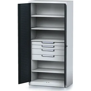 Alfa 3 Dílenská skříň MECHANIC, 1950x920x500 mm, 4 police, 4 zásuvky antracitová dveře