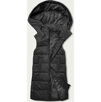 Dámská vesta Černá dámská vesta s kapucí (B8212-1) odstíny černé XXL (44)