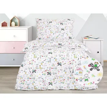 Povlečení Škodák Dětské krepové povlečení - omalovánky 140 x 200, 70 x 90 cm zipový uzávěr