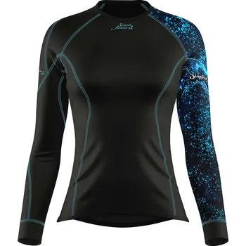 Dámské funkční triko s dlouhým rukávem HEART černá Bamboo Thermo - Modrá / XL