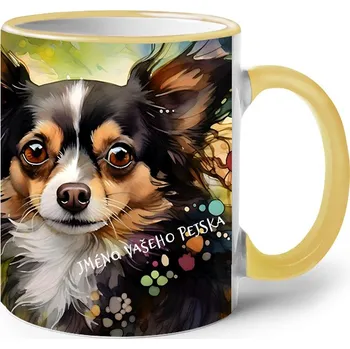 Keramický hrnek Čivava, Barva Žlutá, Velikost 330 ml, Canvas Keramický hrnek s barevným uchem 2614