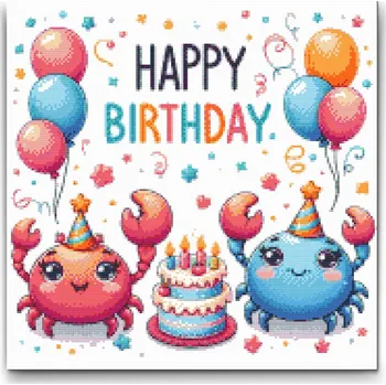 Diamantové malování Diamantové malování - Všechno nejlepší přejí krabi Velikost: 50x50cm, Rámování: Pouze srolované plátno, Diamanty: Kulaté