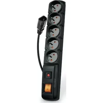 Přepěťová ochrana Acar F5 IEC 5m kabel, 5 zásuvek, přepěťová ochrana, C14 do UPS, černý