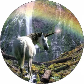 Jedlá dekorace na dort Jedlý papír jednorožec a duha 19,5 cm