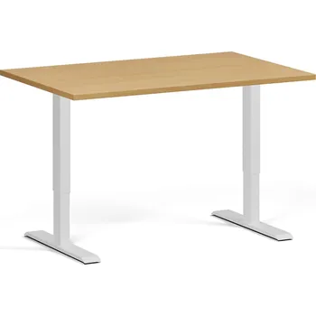 Psací stůl B2B Partner Výškově nastavitelný stůl, 120x80 cm, 2 motory, bílá podnož, buk