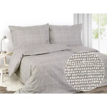 Povlečení Bavlněné povlečení - bílá zrníčka na šedé 240x200+ 2ks 70x90