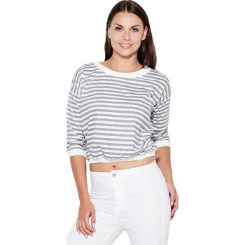 Dámská halenka Dámská halenka K204 šedo/bílá - Katrus L-40