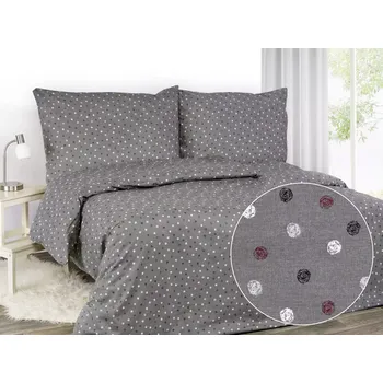 Povlečení Bavlněné povlečení - barevné puntíky na šedé 140x220+70x90