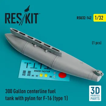 Plastikový model Reskit 1/32 300 Gal.centerl.fuel tank w/ pyl. F-16 type 1