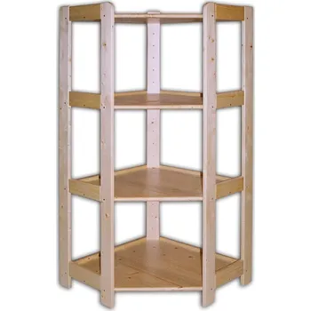 Dílenský regál B2B Partner Rohový dřevěný regál 4 police, 1275 x 600 x 335 mm