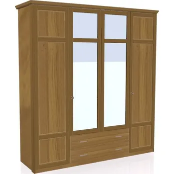 Šatní skříň Jitona Piano šatní skříň, 4 dveře, 2 zásuvky, 2 zrcadla