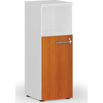Policová skříň B2B Partner Kombinovaná kancelářská skříň PRIMO WHITE, 400 x 420 x 1087 mm, bílá/třešeň