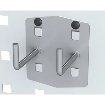 Dílenský regál Alfa 3 Háček dvojitý 90° - 50 mm na nářadí pro EUROPERFO panely