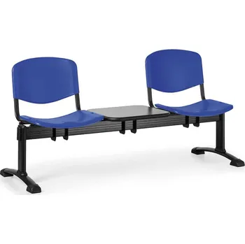 EUROSEAT Plastová lavice do čekáren ISO, 2-sedák, se stolkem, modrá, černé nohy