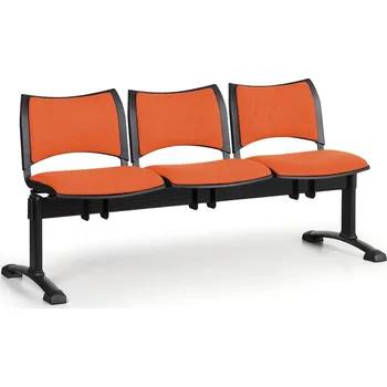 Čalouněné lavice do čekáren SMART, 3-sedák, oranžová, černé nohy