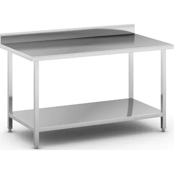 Dílenský stůl Nerezový pracovní stůl s policí a ohrádkou, 1500 x 800 x 850 mm