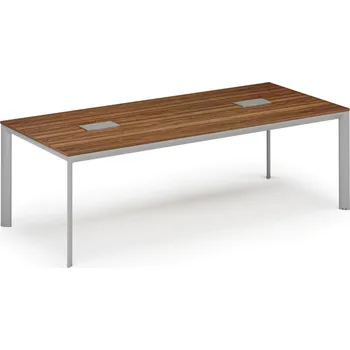 Psací stůl Jednací stůl PRIMO INVITATION, 240x120 cm, ořech + 2x stolní zásuvka TYP III, stříbrná