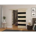 Posuvné dveře Milou - 86 cm stlumeným dojezdem Barva: dub Sonoma + Černý Lacobel