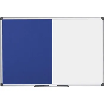 Bi-Office Popisovací magnetická tabule a textilní nástěnka, bílá/modrá, 900 x 600 mm