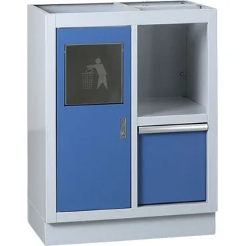 Dílenská skříňka s odpadkovým košem k pracovní desce EXPERT, 680 x 455 x 910 mm, modrá