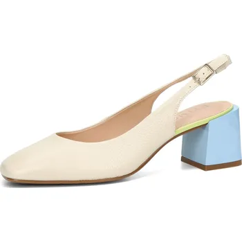 Dámské lodičky ETIMEĒ dámské kožené lodičky s otevřenou patou - béžové