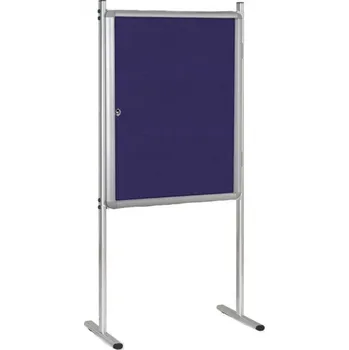 Informační tabulka Corping Vnitřní vitrína na stojanu, 720 x 980 mm, textilní, modrá, jednostranná