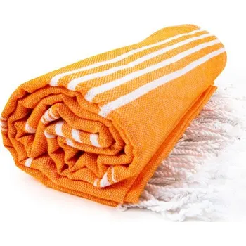 Osuška The One Towelling Plážová osuška Hamam Sultan - Oranžová / bílá | 100 x 180 cm