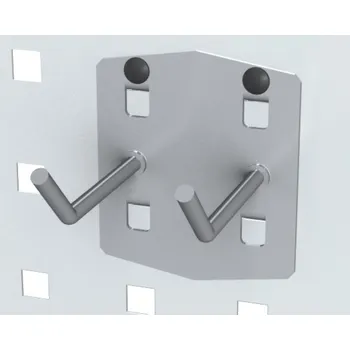 Dílenský regál Alfa 3 Háček dvojitý 45° - 50 mm na nářadí pro EUROPERFO panely