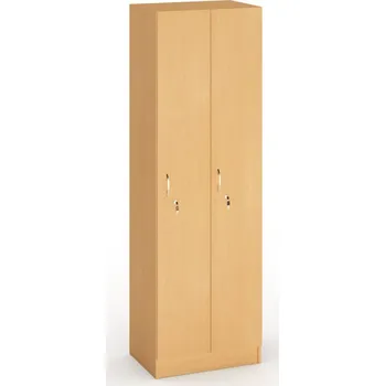 Šatní skříň Corping Dřevěná šatní skříňka S5, 2 oddíly, 1900 x 600 x 420 mm, cylindrický zámek, buk