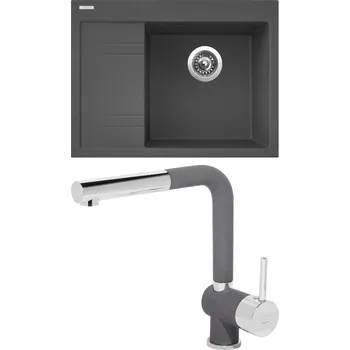 Kuchyňský dřez Set Sinks G3672 (dřez Rim 650 P Titanium 72 pravý + baterie Mix 3 P Titanium 72)