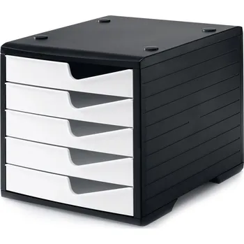 Úložný box Třídící box, 5 zásuvek, černá/bílá