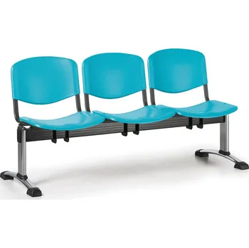 EUROSEAT Plastová lavice do čekáren ISO, 3-sedák, zelená, chrom nohy