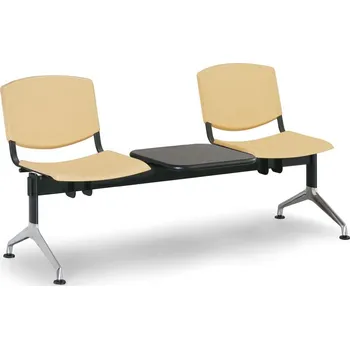 EUROSEAT Plastová lavice do čekáren SMILE, 2-sedák, se stolkem, žlutá