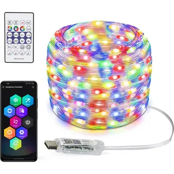 LED páska Interlook ASF-RGB-10M | LED pásek WS2812B RGBIC 10 m | Neon, světelný řetěz | IR dálkové ovládání, Bluetooth, IP65, USB
