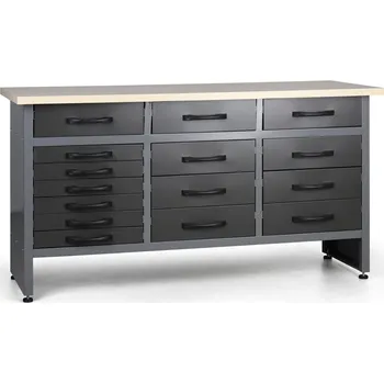 Dílenský regál Pracovní stůl do dílny HOBBY III, 840 x 1600 x 600 mm, 15 zásuvek