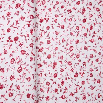 Tegatex Folklorní látka metráž - drobné červené kvítky na bílé