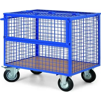 Plošinový vozík Corping Plošinový vozík s drátěnými stěnami a uzavíratelným víkem