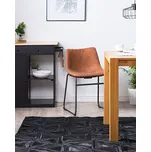 koberec Černý 140 x 200 cm, kožený geometrický vzor, trojúhelníky, obývací pokoj, ložnice Beliani