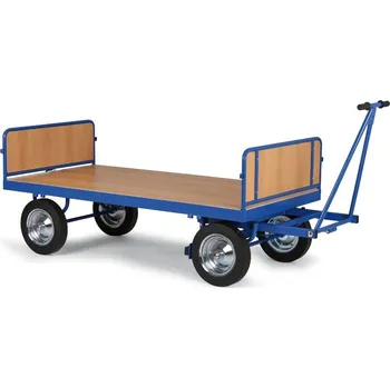 Plošinový vozík Corping Plošinový vozík s ojí, bočnice vepředu/vzadu, 1000x2000 mm, 1500 kg, plná kola