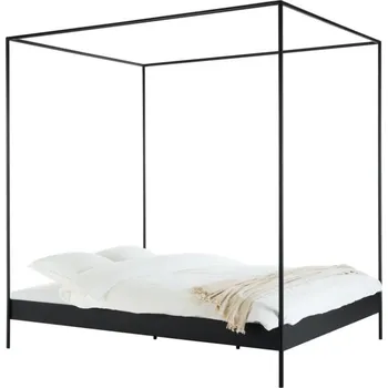 Postel noo.ma Černá kovová dvoulůžková postel Eton II. 160 x 200 cm s roštem