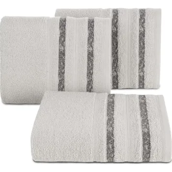 Ručník Ručník světle šedý, bordura černé melanžové pruhy 50x90cm