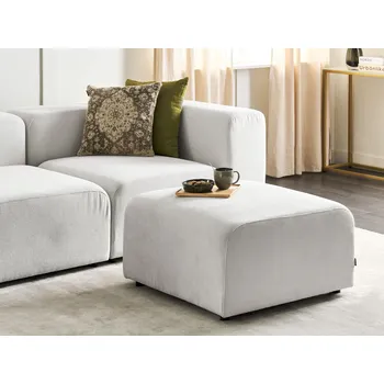 Taburet Otoman bílý manšestr čalounění podnožka na nohy puf minimalistický styl Beliani