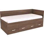 Jednolůžko NEMO Dekor: Akácie skořice, Úchytky: úchytky JONY, Zvýšené čelo: zvýšená 2 čela (zadní a boční)