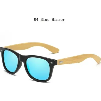 Bambusové sluneční brýle UV400 vintage - 04 Modré zrcadlo