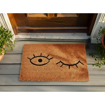 Rohožka Domovní rohožka přírodní kokosové vlákno protiskluzová podšívka 40 x 60 cm vzor motiv oka moderní bytový doplněk Beliani